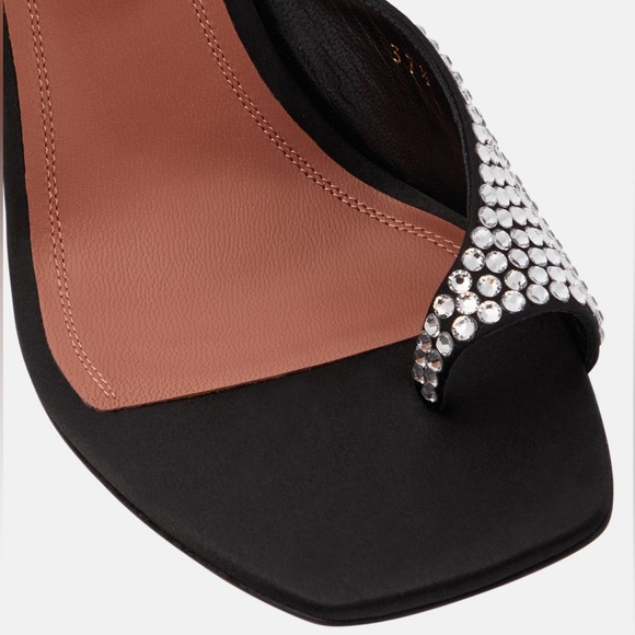 AMINA MUADDI Paloma Crystal Slipper Black Satin - Picture 5 of 16